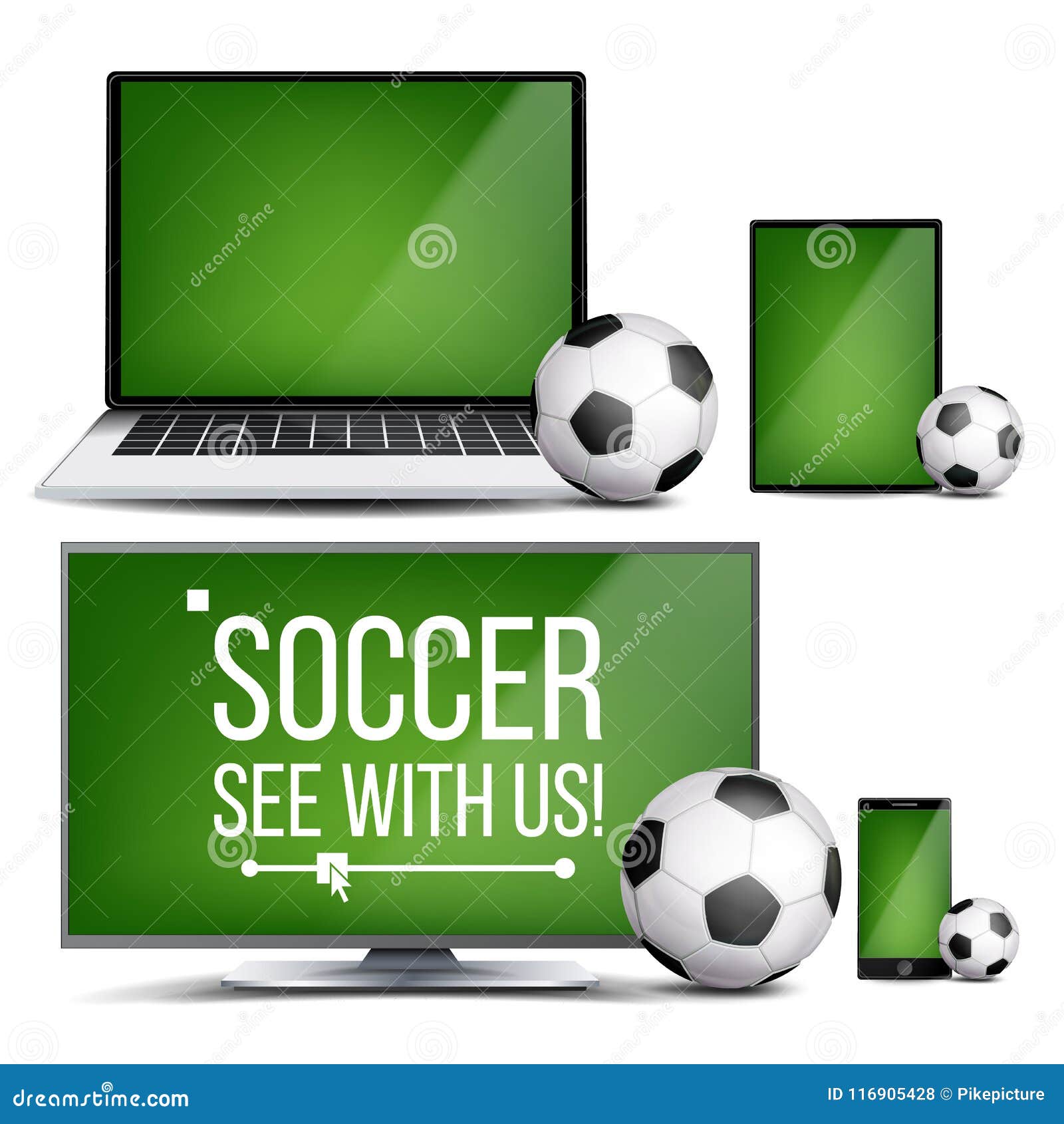 Soccer Application Vector. Field, Soccer Ball