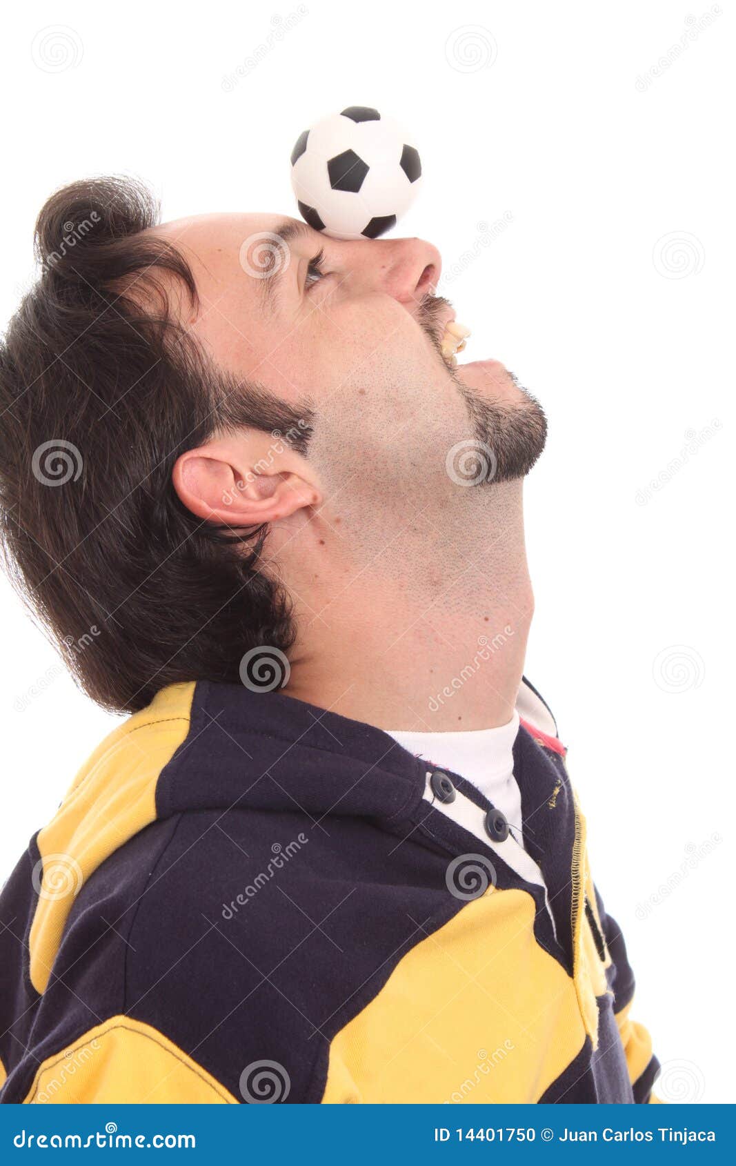 Soccer Ball Balanced on Nose Stock Photo Image of people, games 14401750