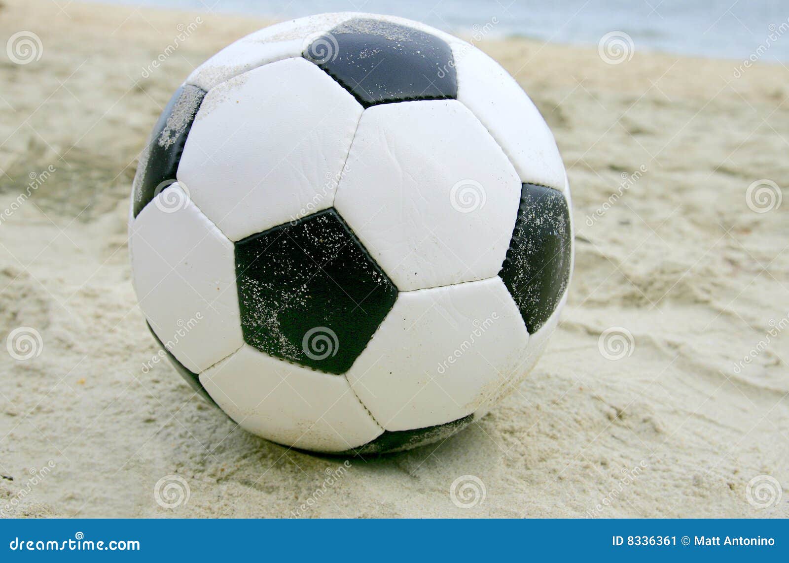 Soccer ball on beach stock image. Image of seaside, team 8336361
