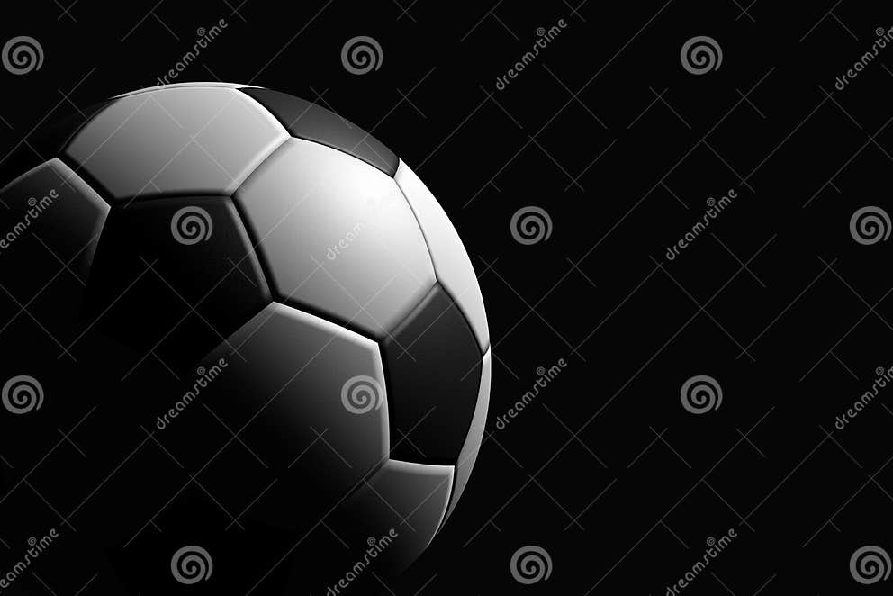 Soccer Ball on Black Background, 3D Rendering Stock Illustration