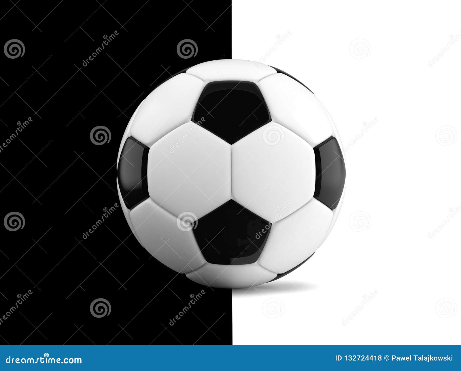 Soccer Ball on Black and White Background Stock Illustration
