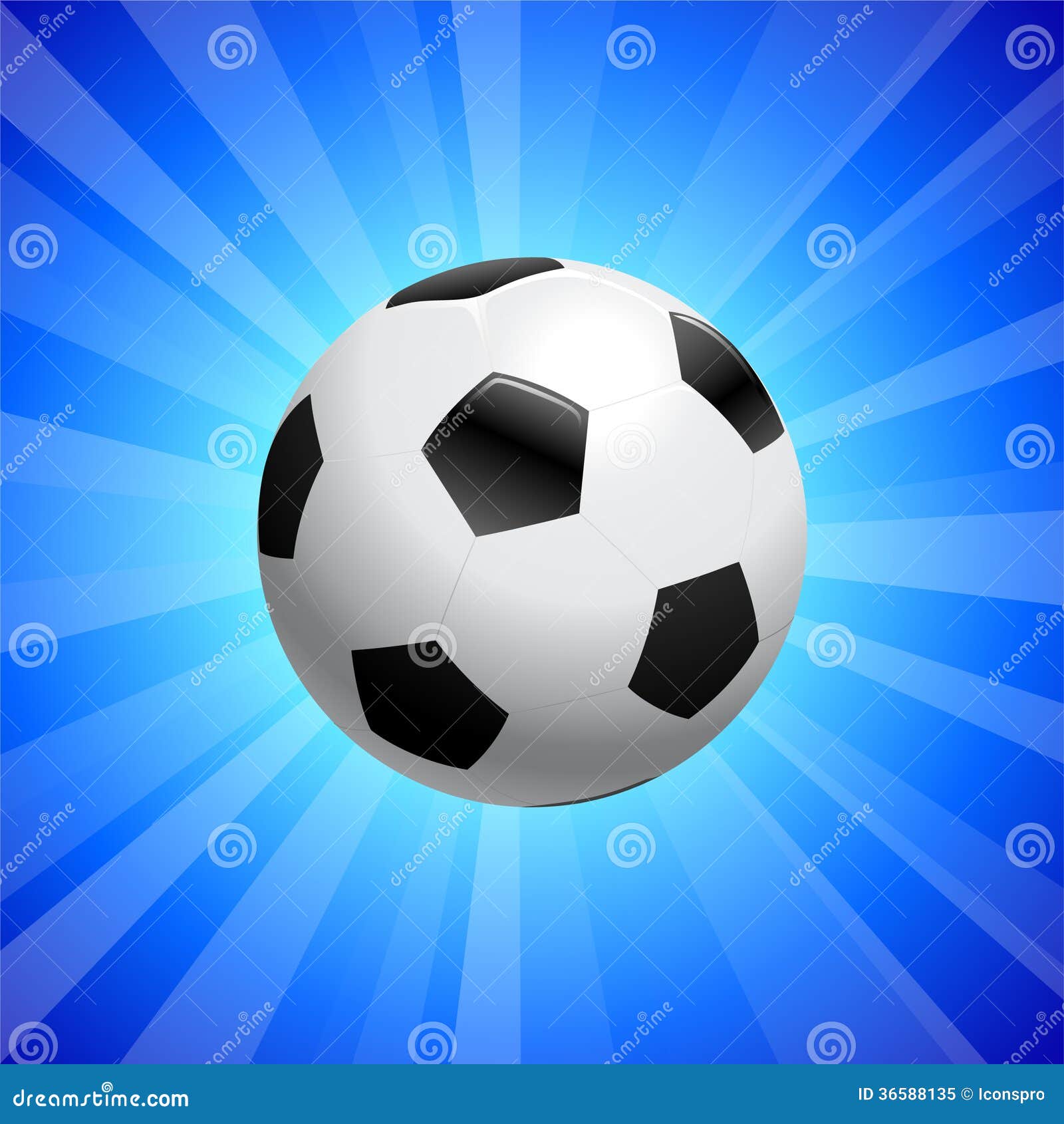 Soccer Ball on Blue Background Stock Illustration Illustration of