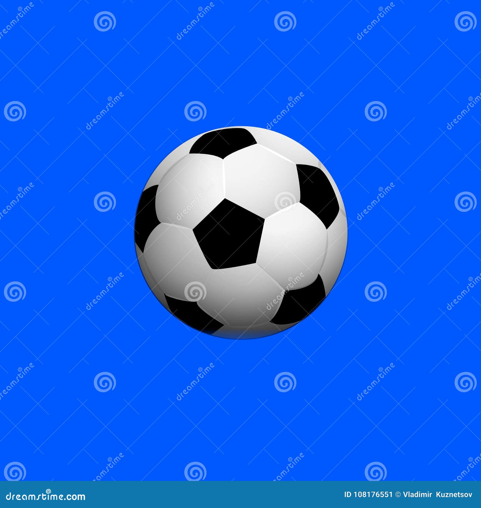 Soccer Ball on Blue Background, Stock Vector Illustration of football