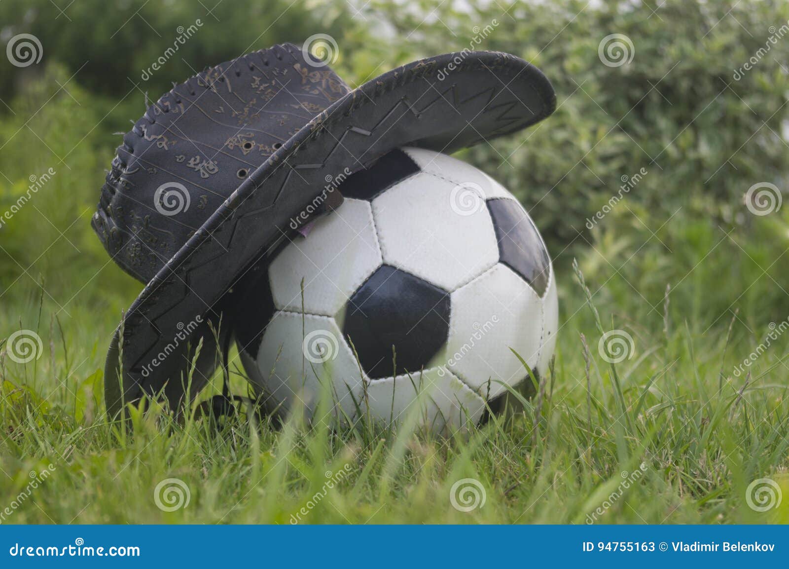 The Soccer Ball Covered with a Hat Stock Image Image of game, team