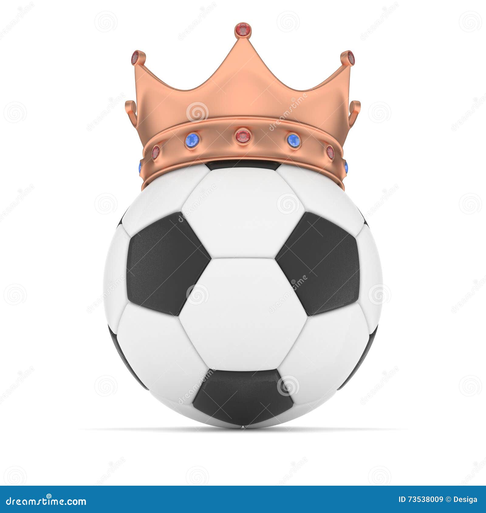Soccer Ball with Crown. 3D Rendering. Stock Illustration Illustration