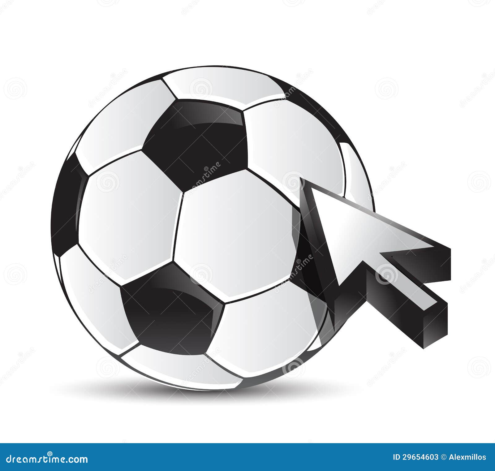 Soccer Ball with Cursor Arrow Sport Shopping Stock Illustration