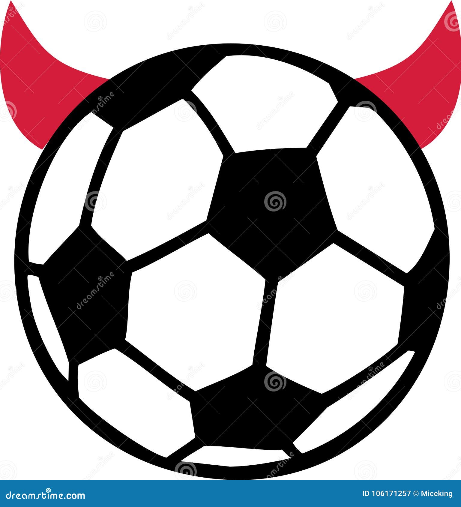 Soccer Ball with Devil Horns Stock Vector Illustration of league