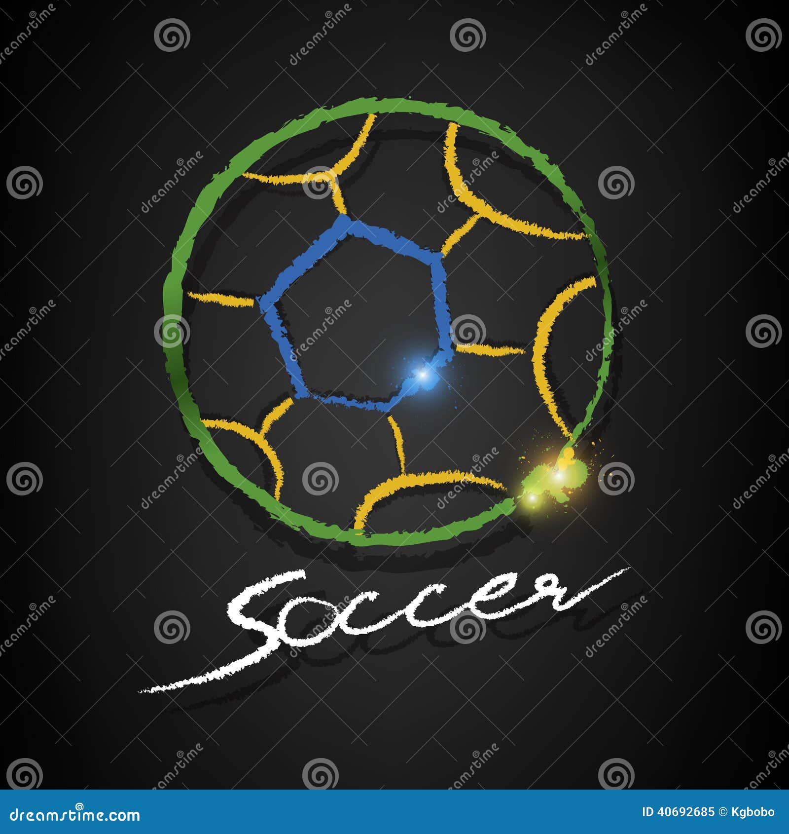 Soccer Ball Drawing on a Blackboard Stock Vector Illustration of