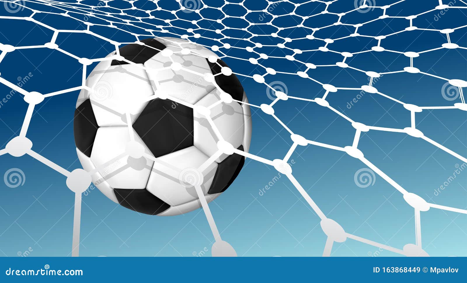 Soccer Ball Flying Into The Net Of A Soccer Goal Net Goal Vector Illustration On Blue Sky Background Stock Vector Illustration Of Kickoff Shoot