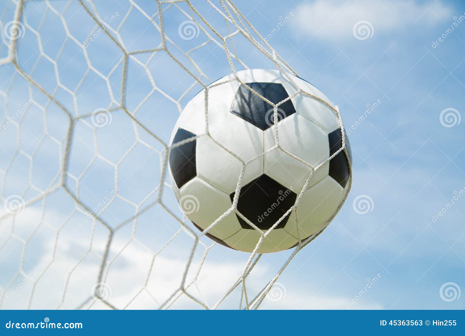 Soccer Ball in the Goal after Shooted Stock Image Image of