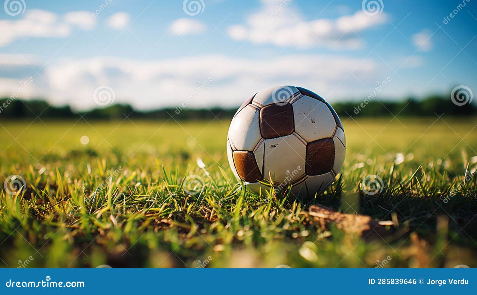 Soccer ball on grass stock illustration. Illustration of grass 285839646