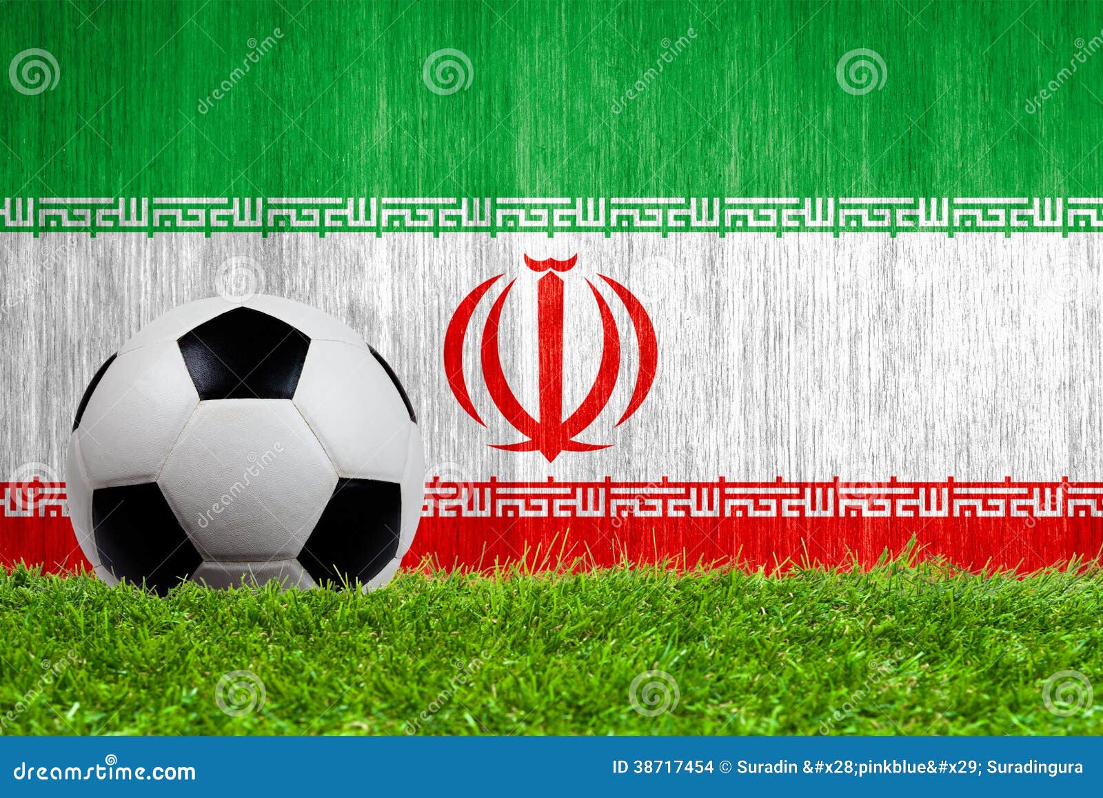 Soccer Ball on Grass with Iran Flag Background Stock Photo - Image of ...