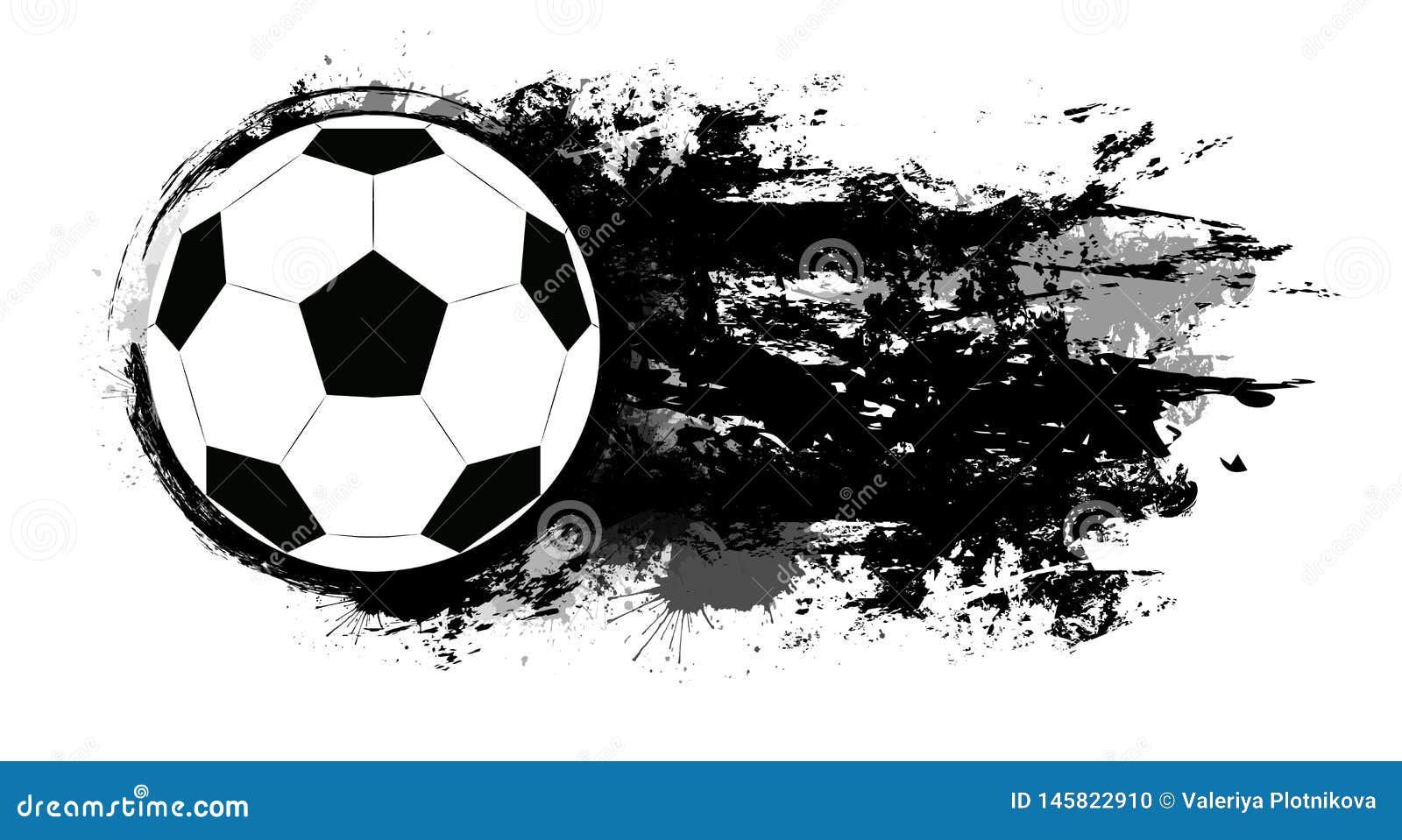 soccer ball with grunge scuffs, ink stains and space for text. the object is separate from the background