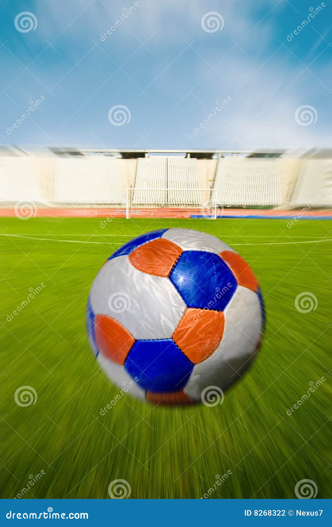 Soccer Ball Heading the Goal Stock Photo Image of field, bleachers