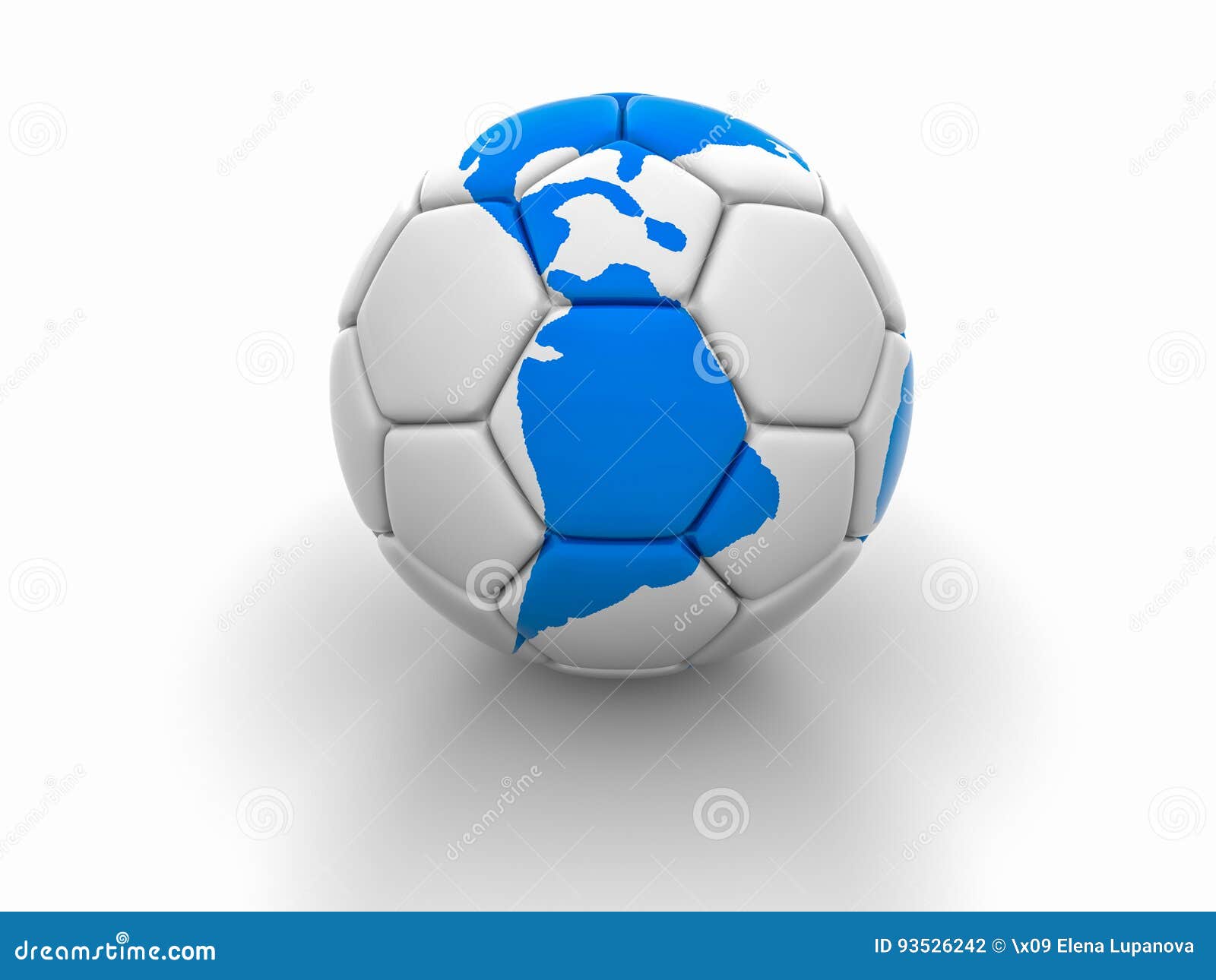 Soccer Ball with the Image of Parts of the World 3d Render Stock