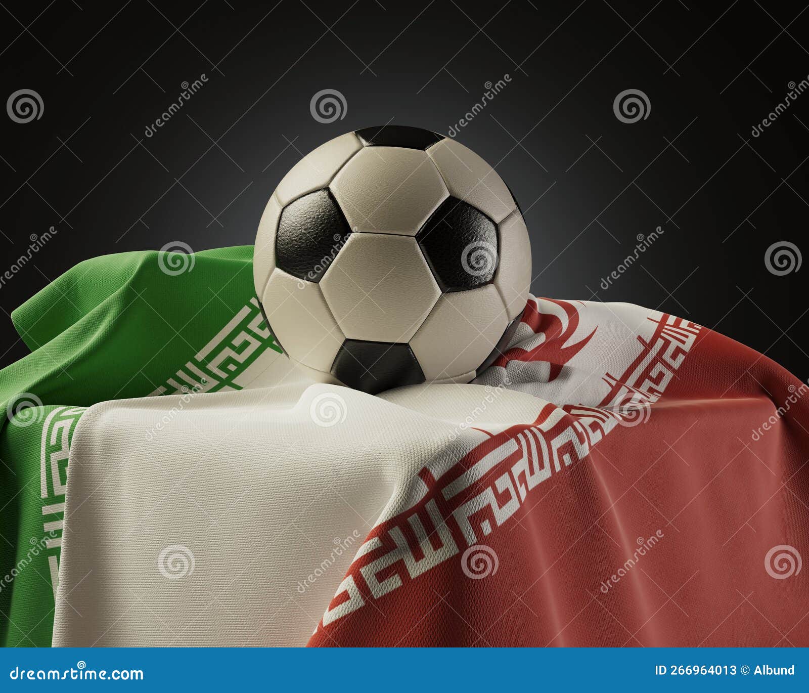 soccer ball and iran flag