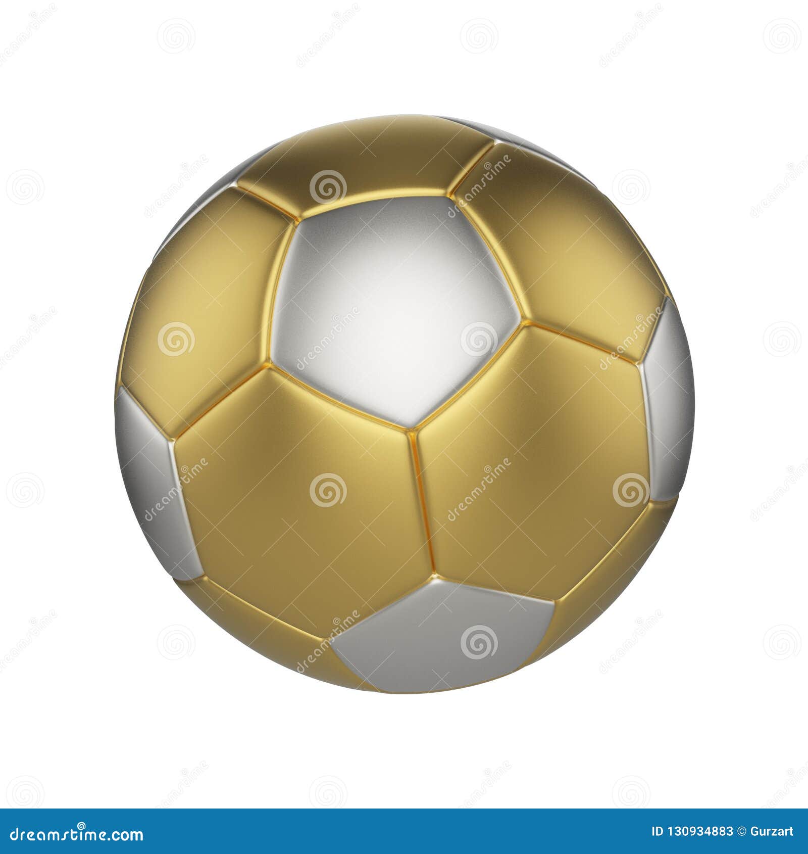 Soccer Ball Isolated on White Background. Gold and Silver Football Ball ...