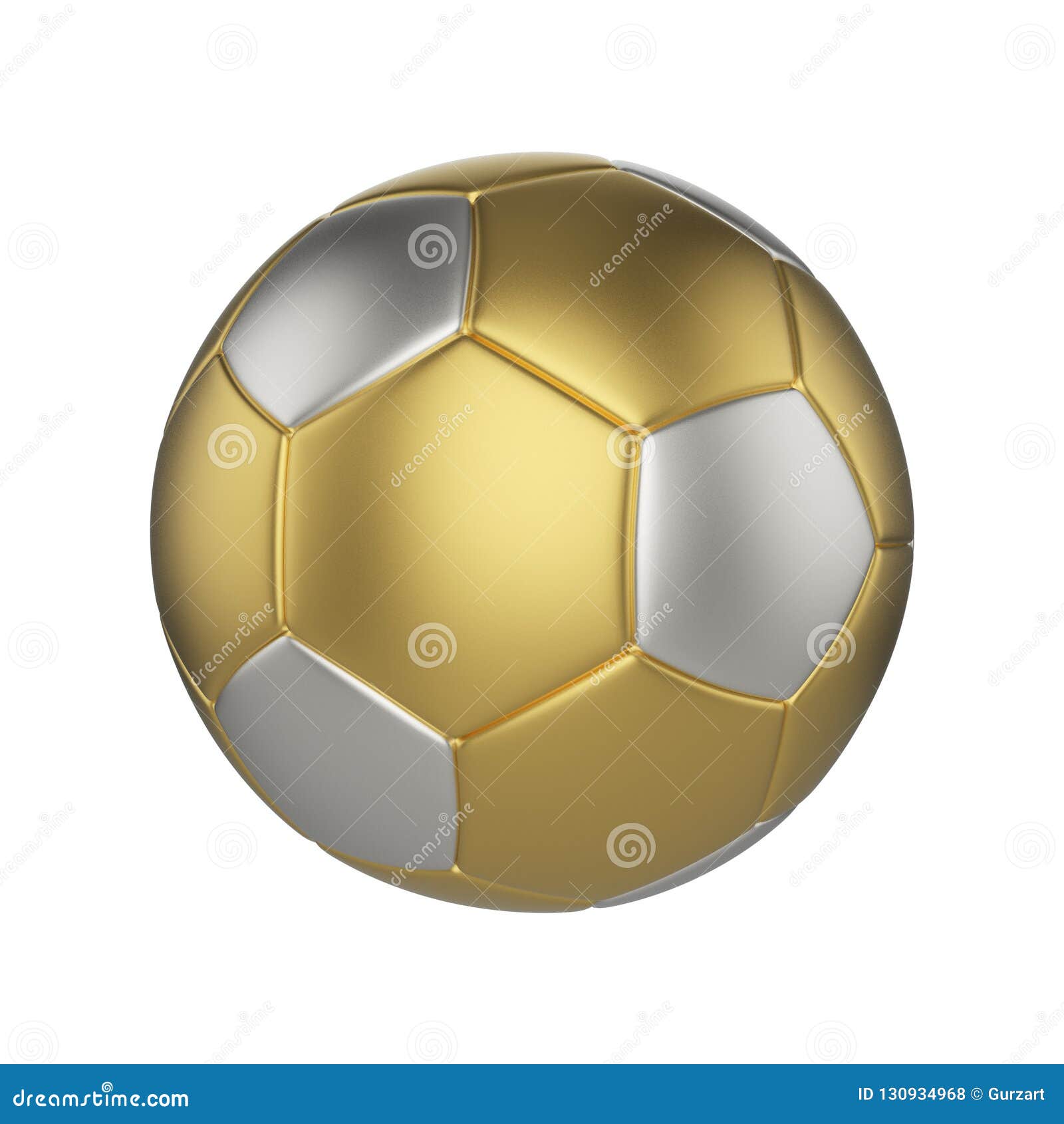 Soccer Ball Isolated On White Background. Gold And Silver Football Ball ...
