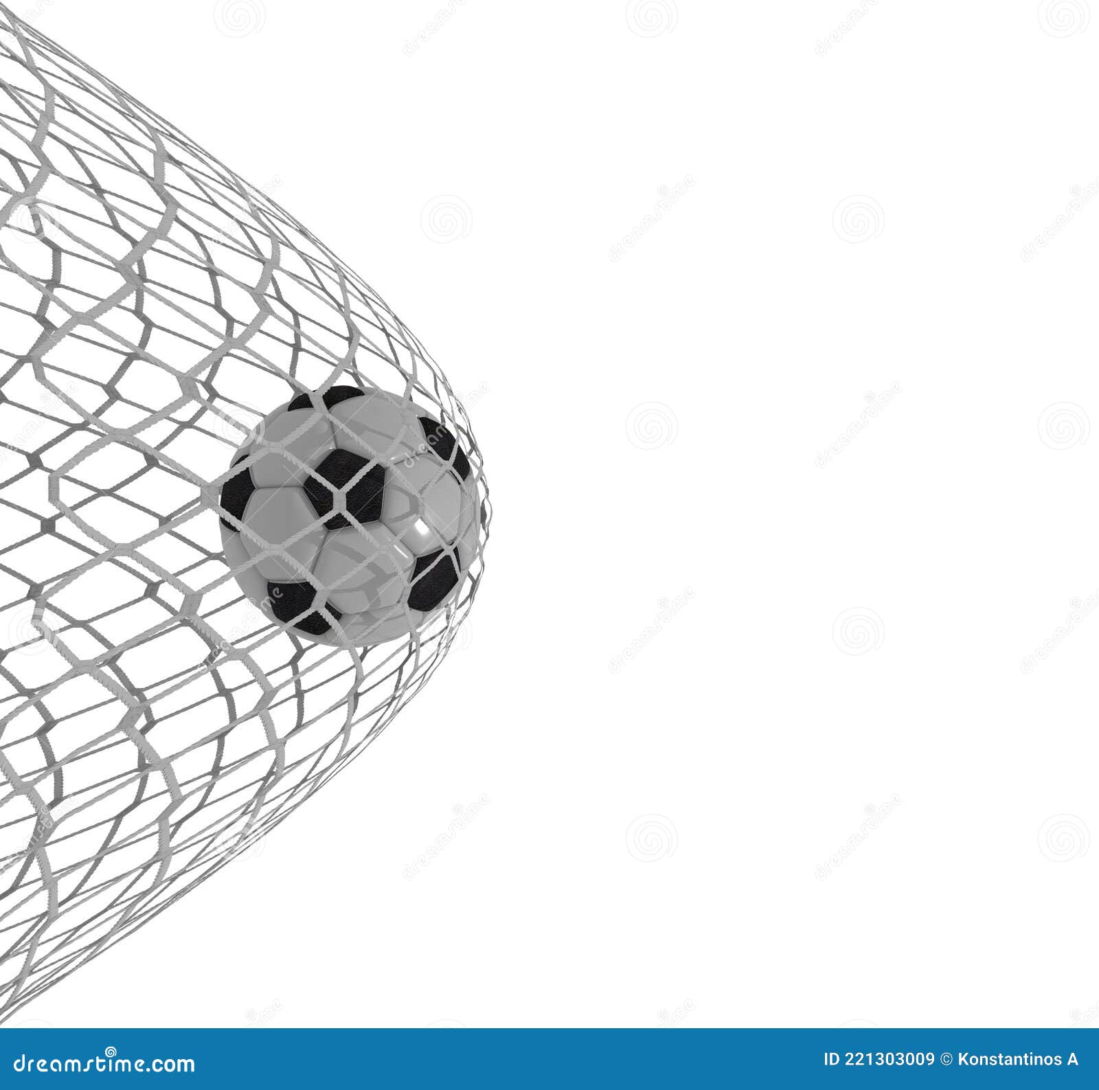 Soccer Ball in the Nets Goal Win Winner Isolated 3d Renderin Stock Illustration Illustration