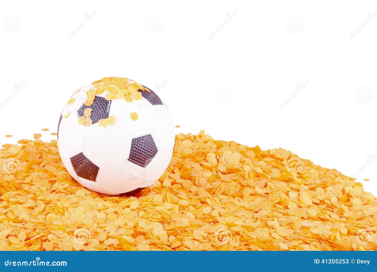 Soccer Ball on Orange Confetti Stock Image - Image of football, orange