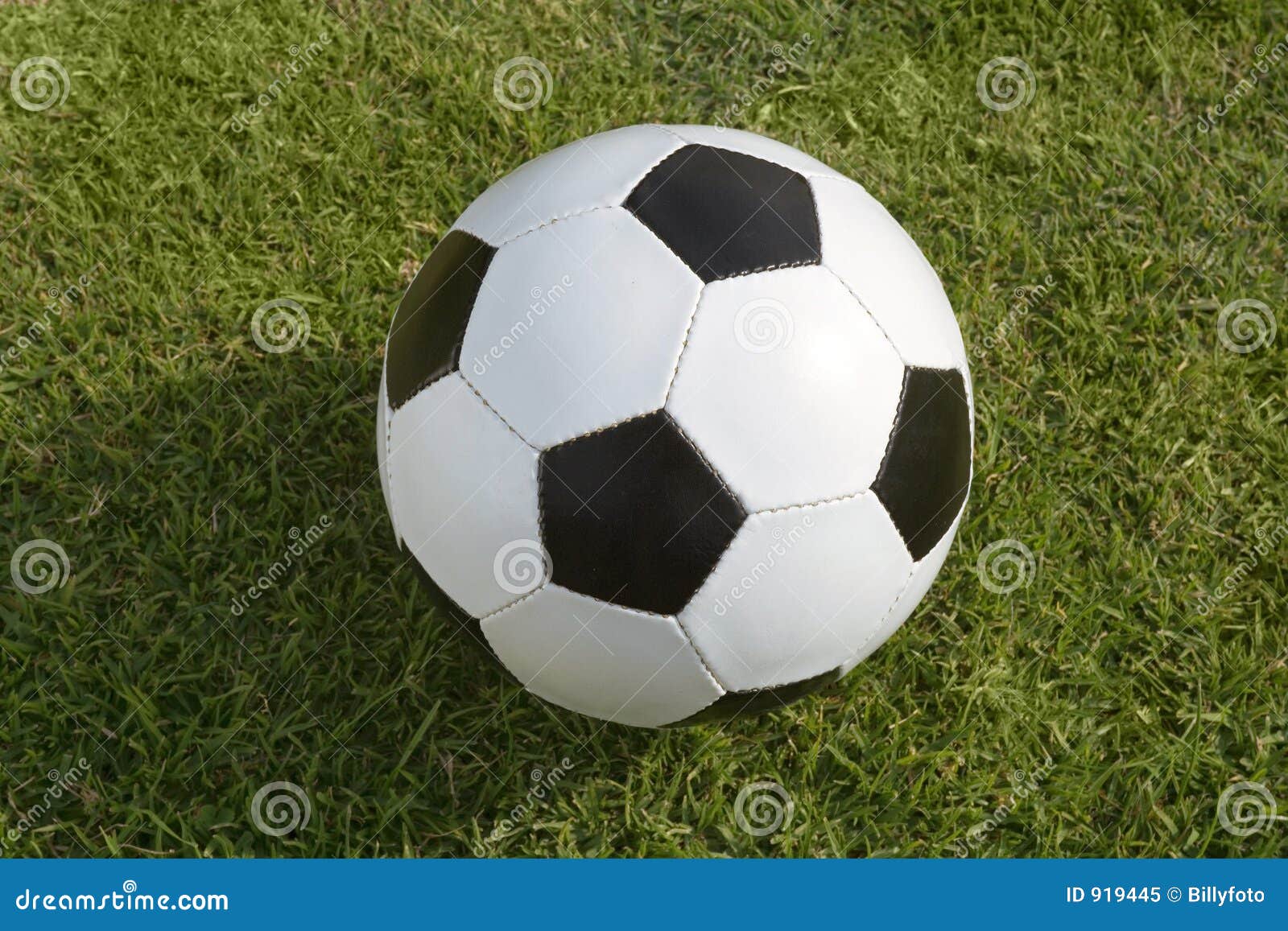 Soccer ball over the grass stock image. Image of football 919445