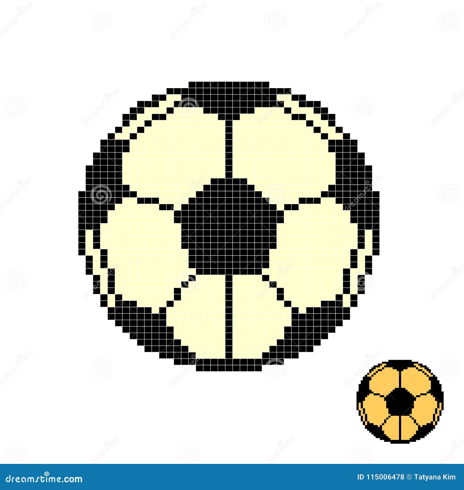 Soccer Ball Pixel Art Football Pixelated Isolated On White