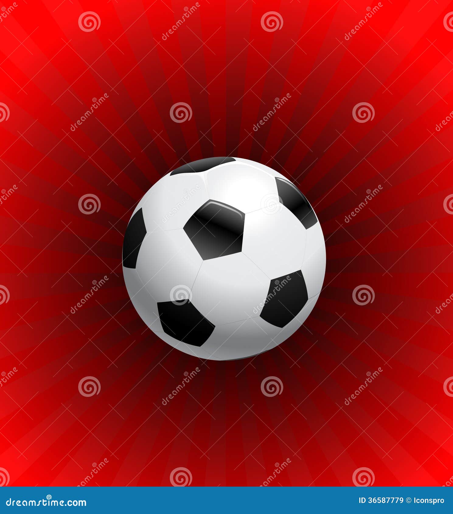 Soccer Ball on Red Background Stock Illustration Illustration of