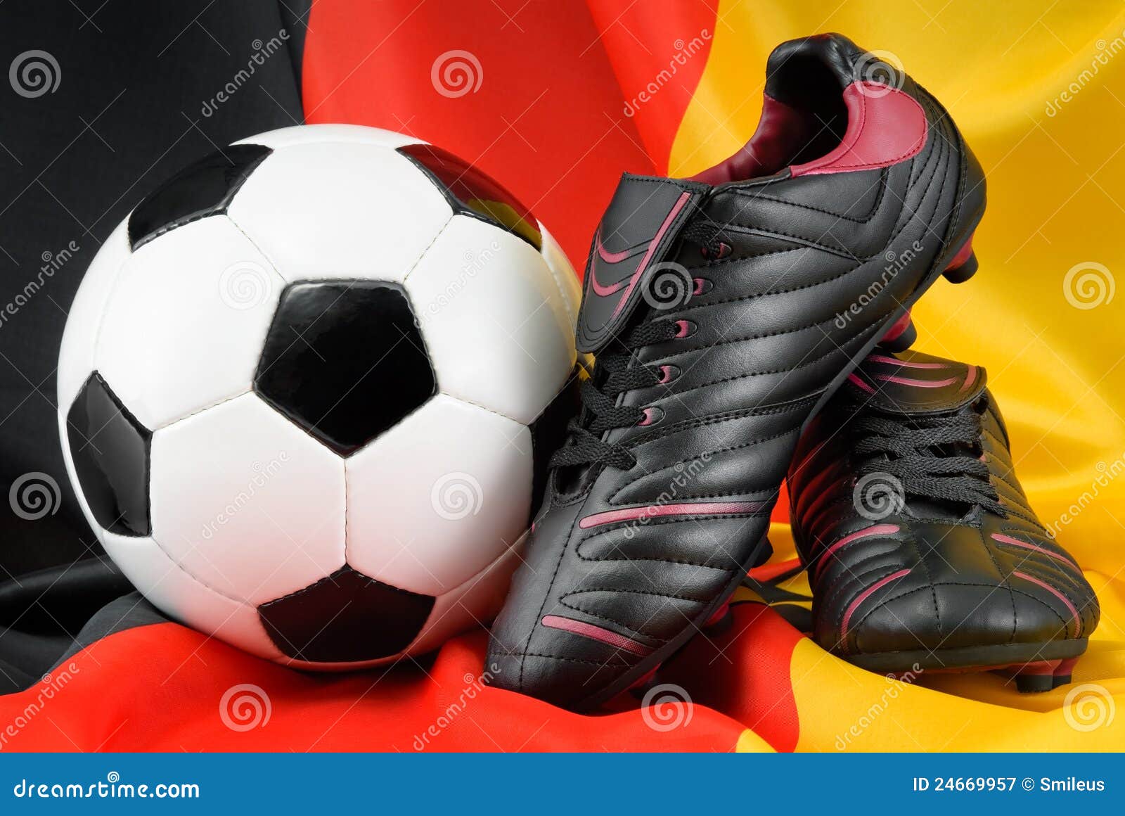 Soccer Ball and Shoes on German Flag Stock Image Image of league