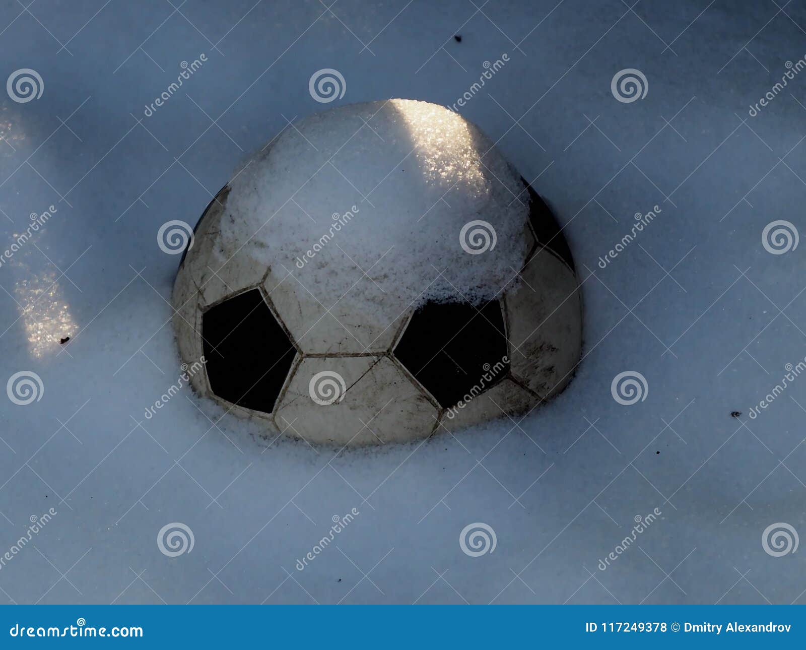 soccer ball in the snow