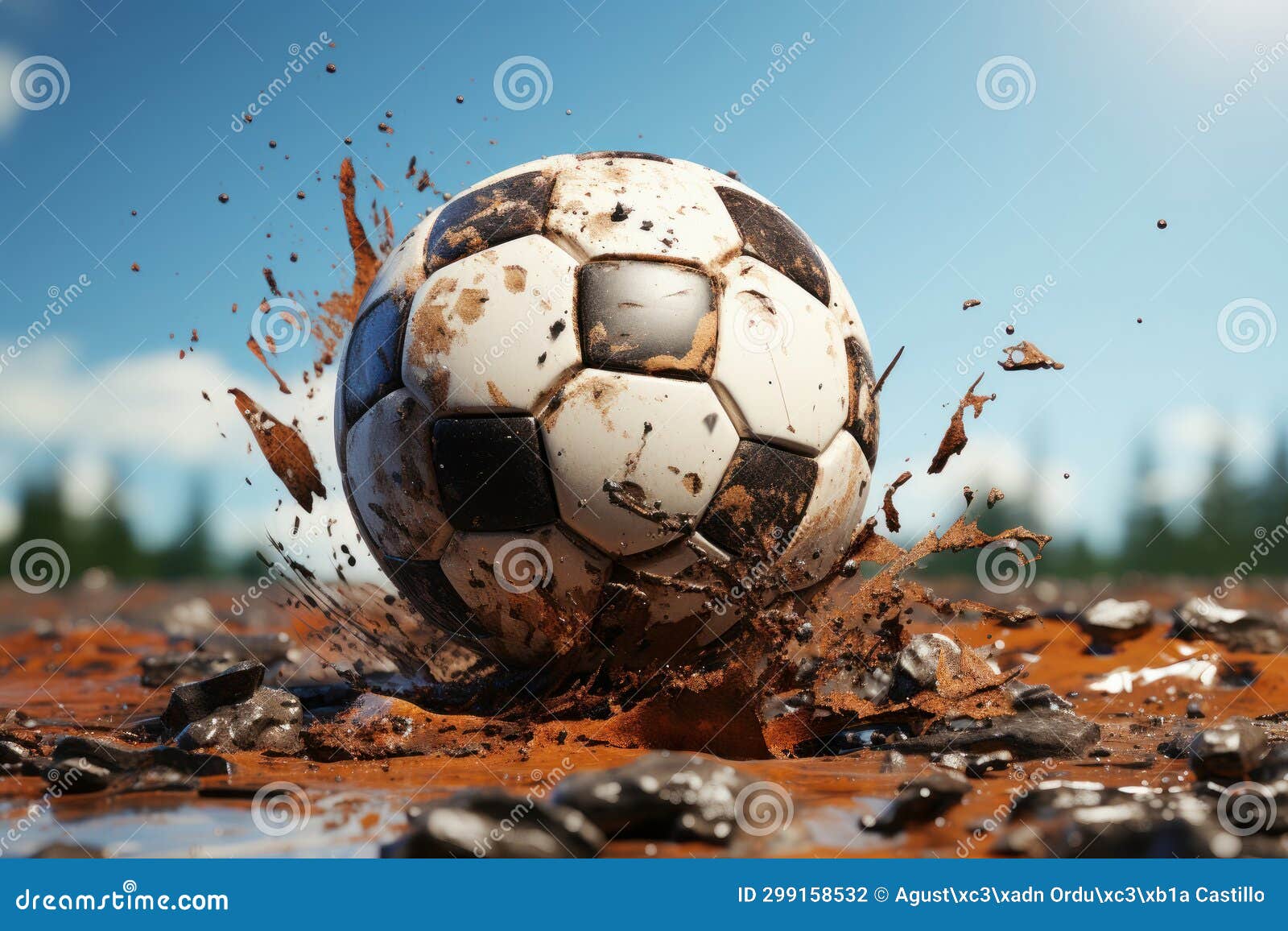 Soccer Ball Stained with Mud after a Hard Game. Stock Photo Image of
