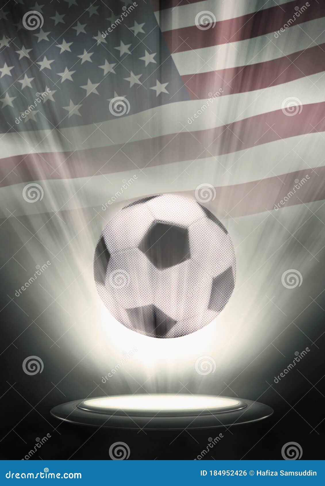 A Soccer Ball with USA Flag Backdrop Stock Illustration - Illustration