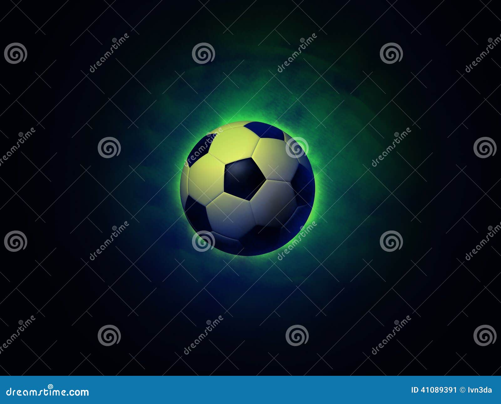 soccer ball vigorously green background