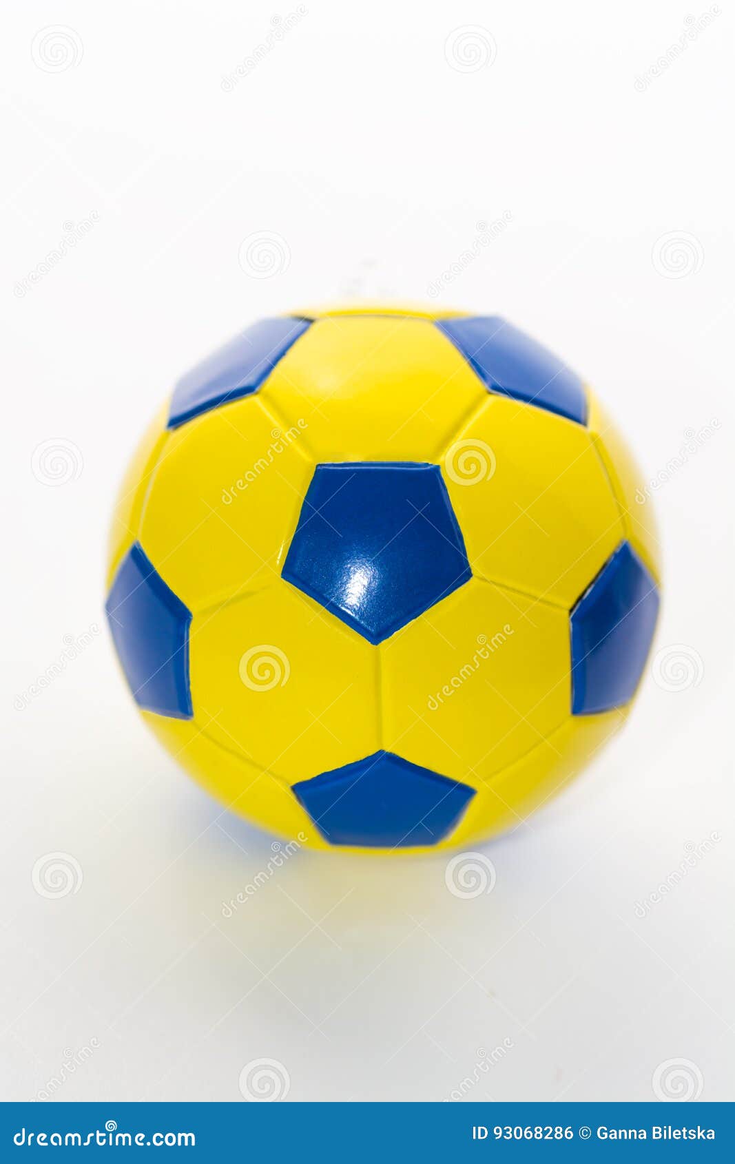 Soccer Ball Yellowblue on a White Background , Stock Photo Image of