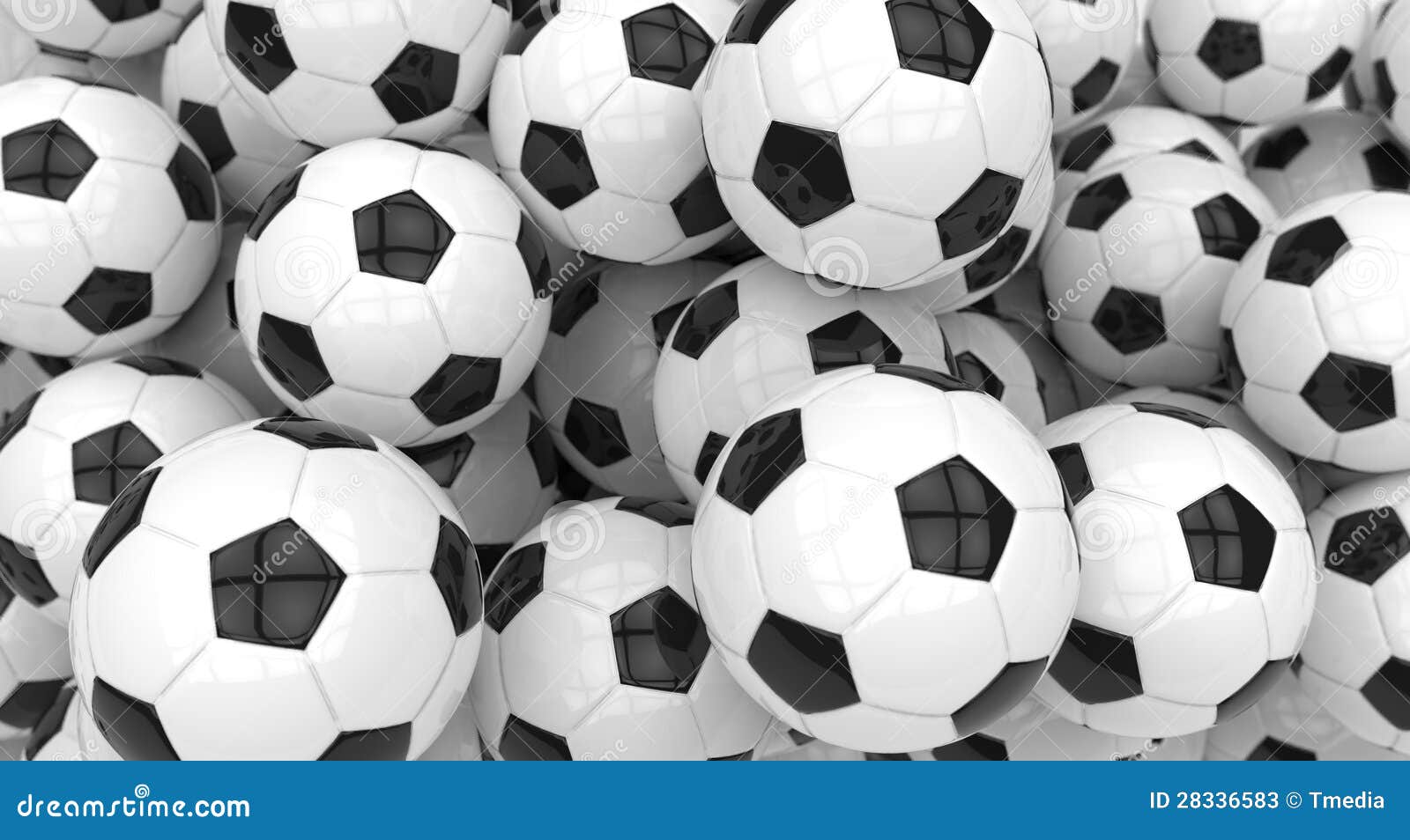 Soccer Balls Background. Many Classic Black And White Football Balls ...