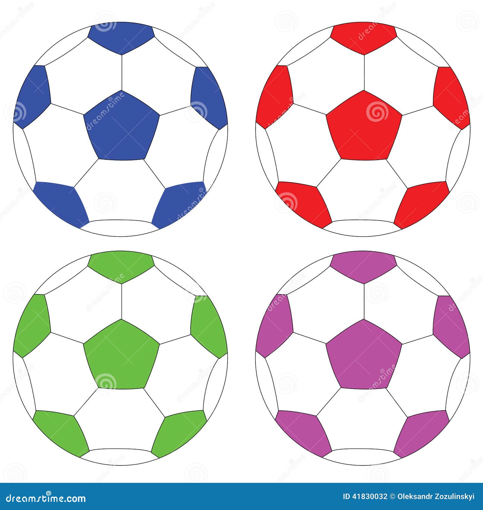 Soccer Balls of Different Colors. Raster Stock Illustration