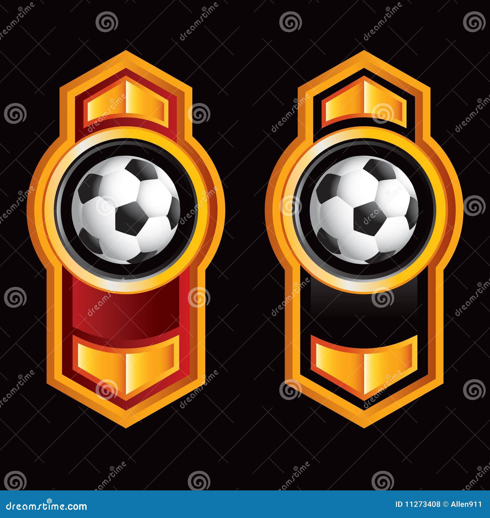 Soccer Balls on Vertical Orange Arrows Stock Vector Illustration of