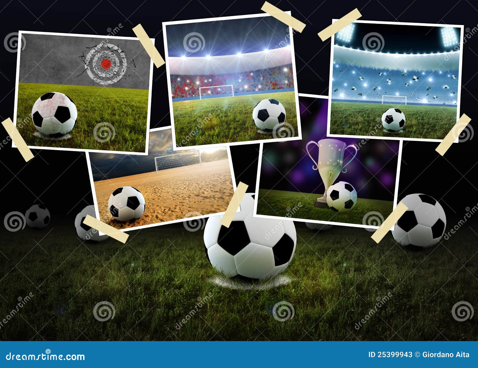 Soccer Collage stock illustration. Illustration of kick 25399943