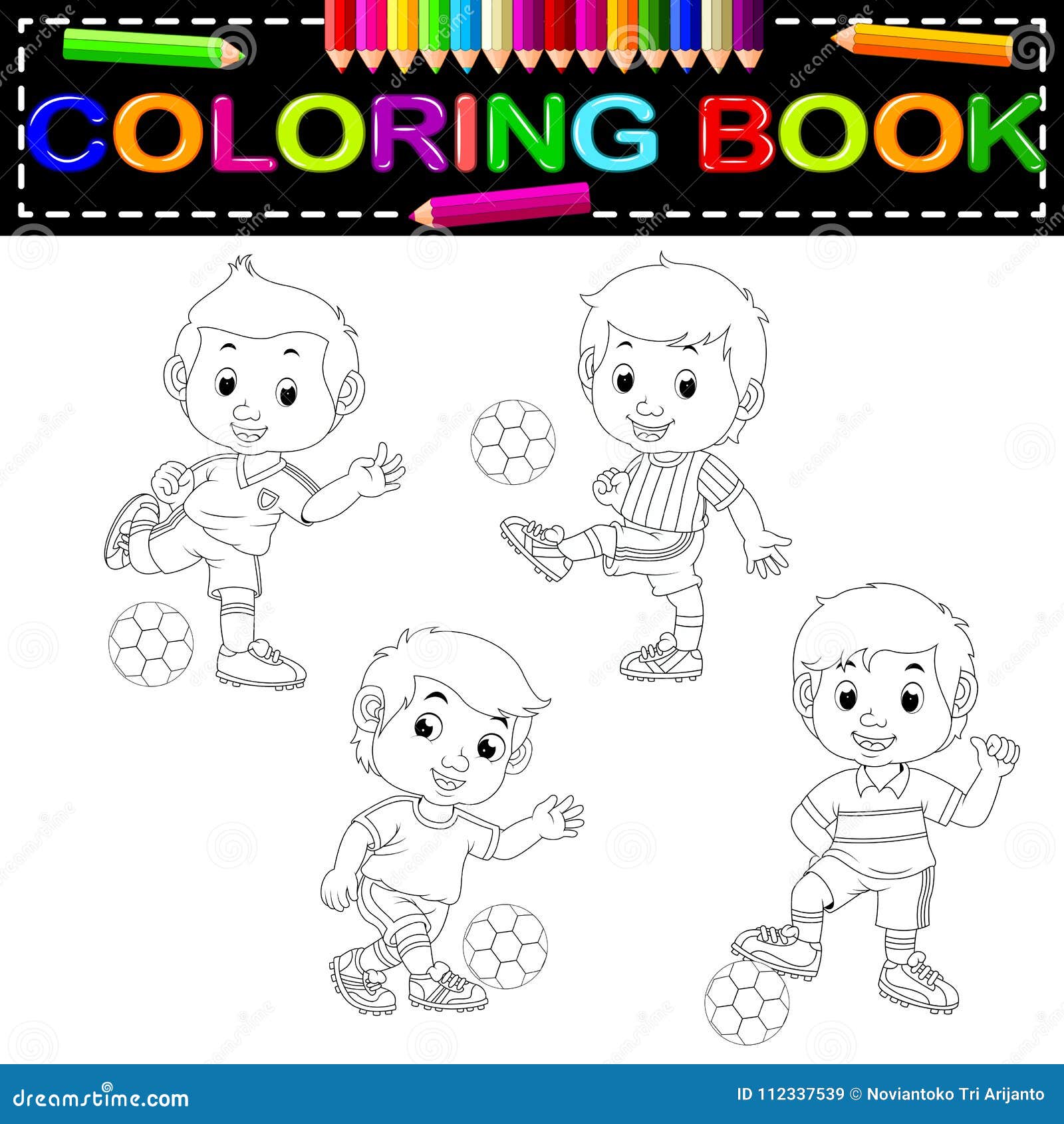 Soccer coloring book stock vector. Illustration of sport - 112337539