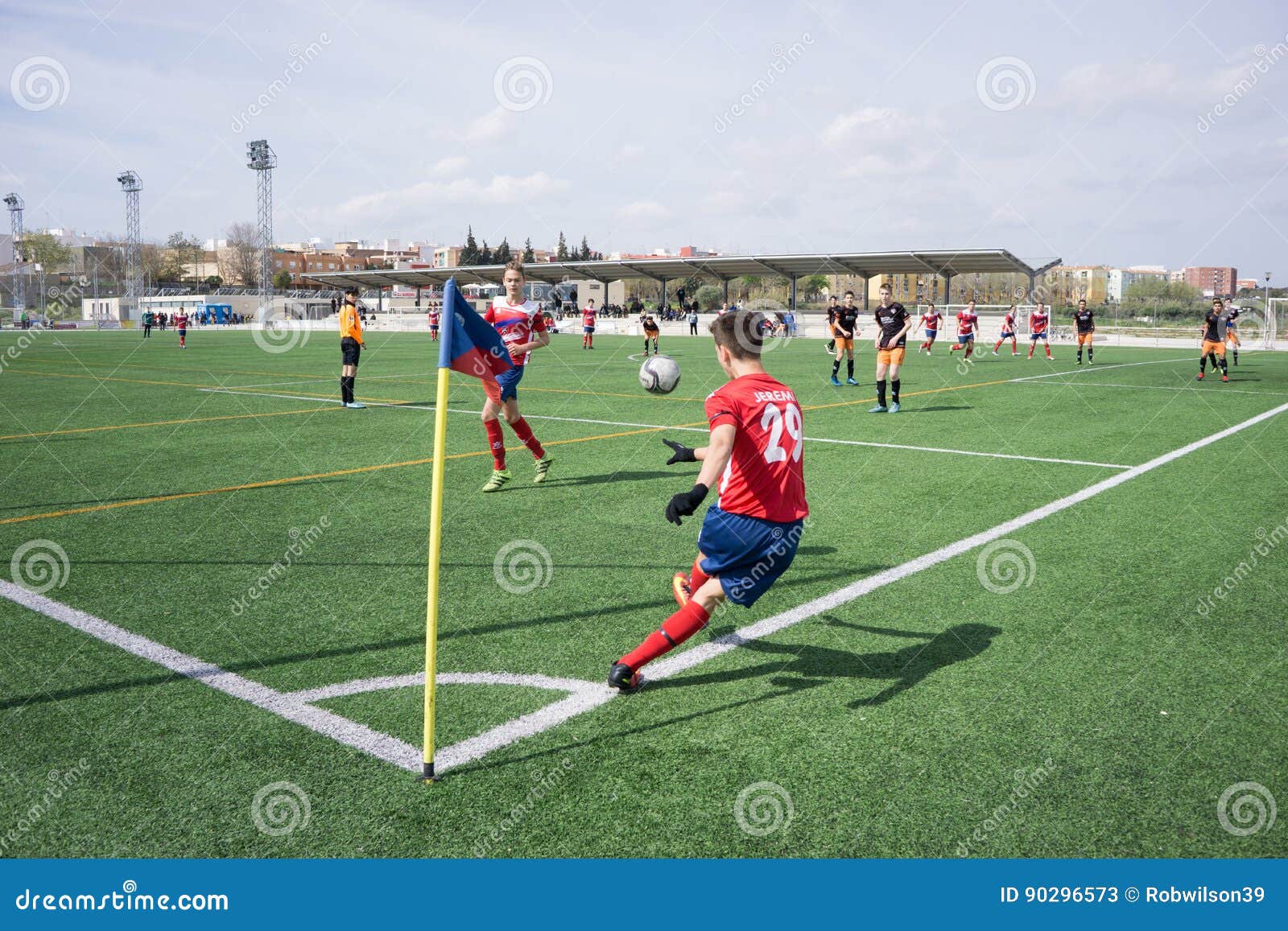 Soccer Corner Kick editorial stock photo. Image of meadow - 90296573