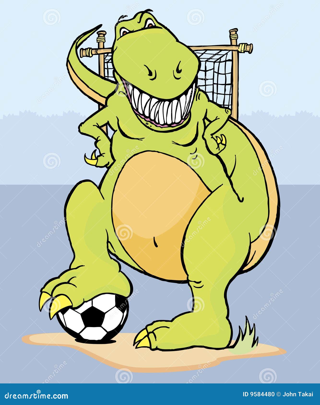 Soccer dinosaur stock vector. Illustration of funny, happy 9584480