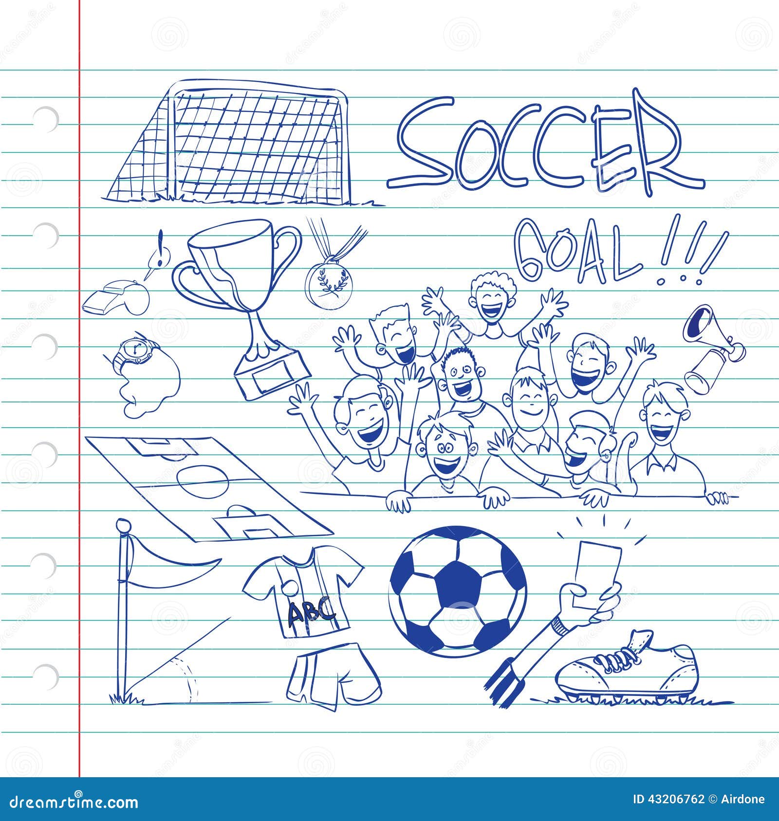 Soccer Doodle stock vector. Illustration of field, champion 43206762