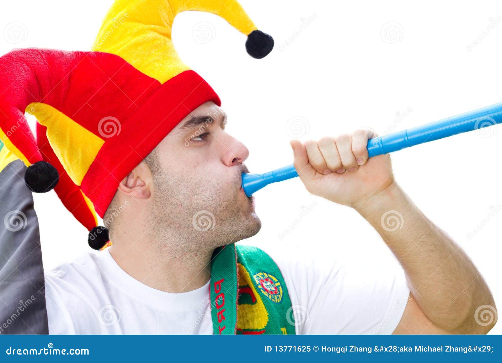 Soccer Fan Blowing Vuvuzela Royalty Free Stock Photo Image 13771625