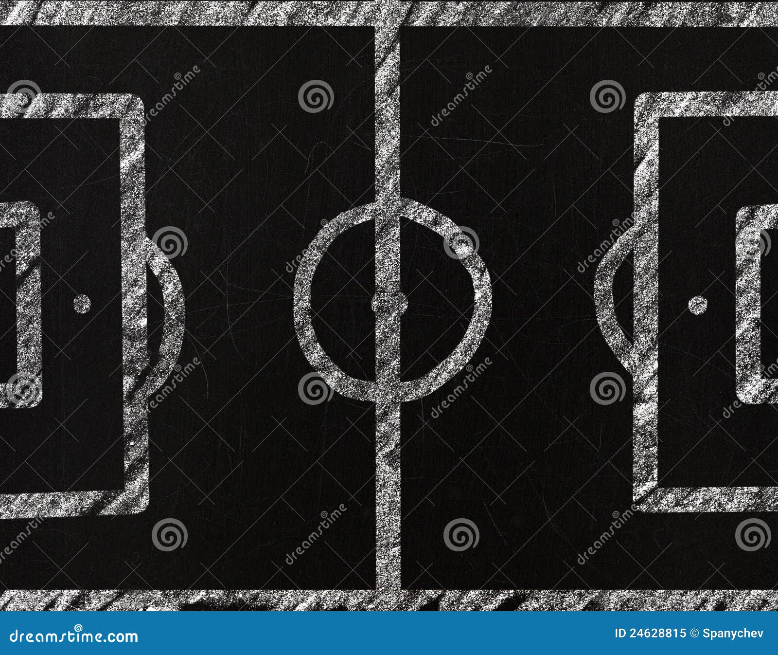 Soccer Field, Drawing on a Blackboard Stock Illustration Illustration