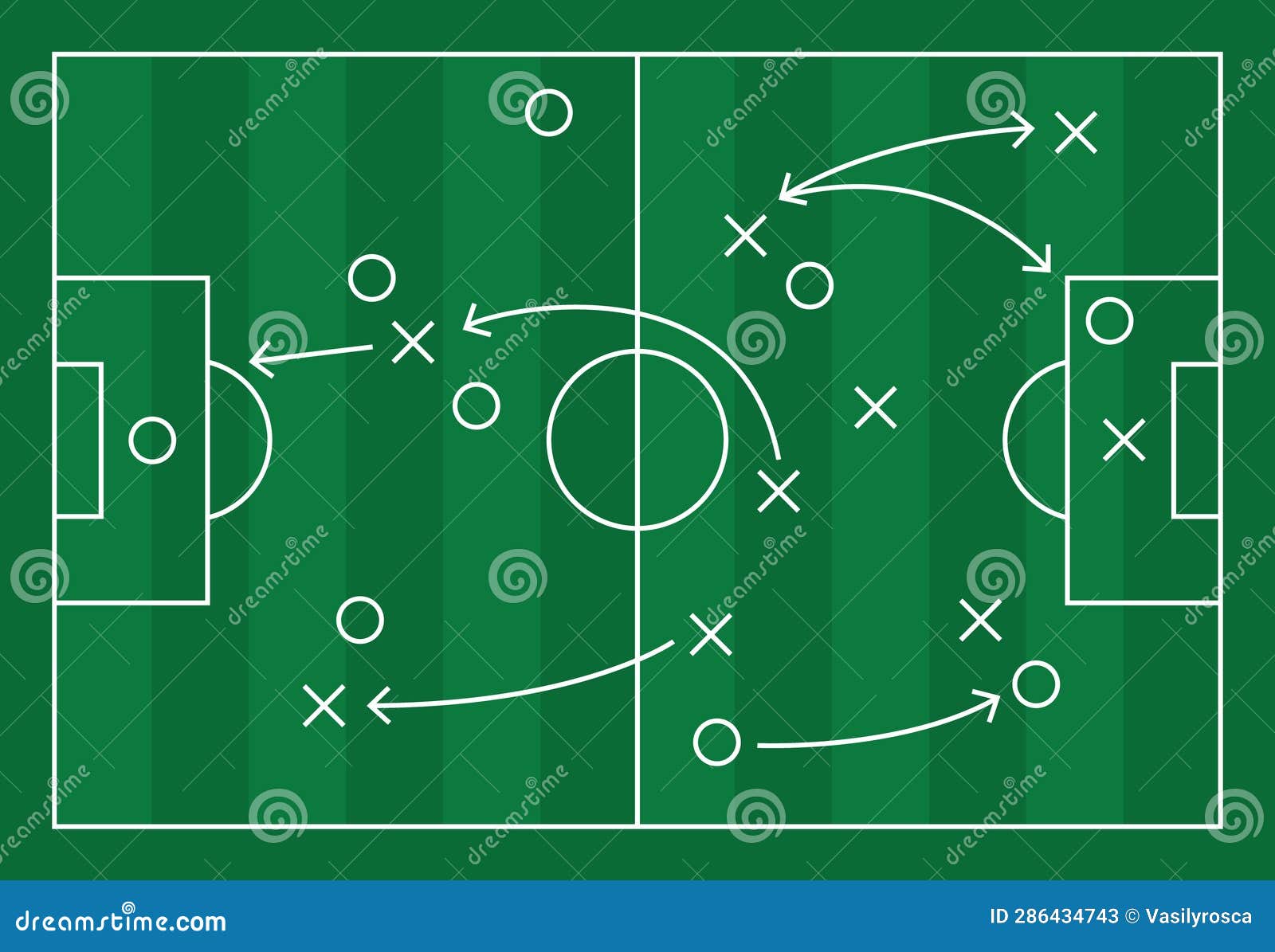 Soccer Field Strategy Game Tactic Football Vector Board Game Plan