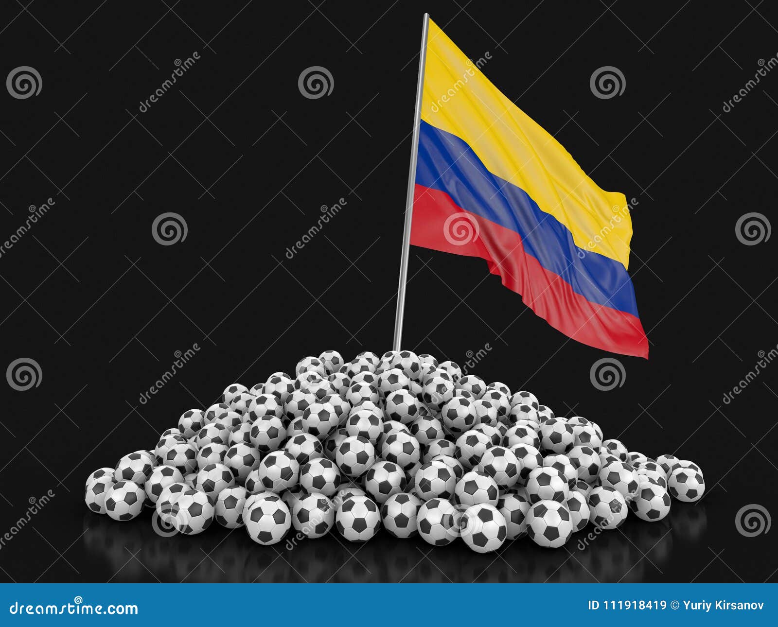 Soccer Football with Colombian Flag Stock Illustration Illustration
