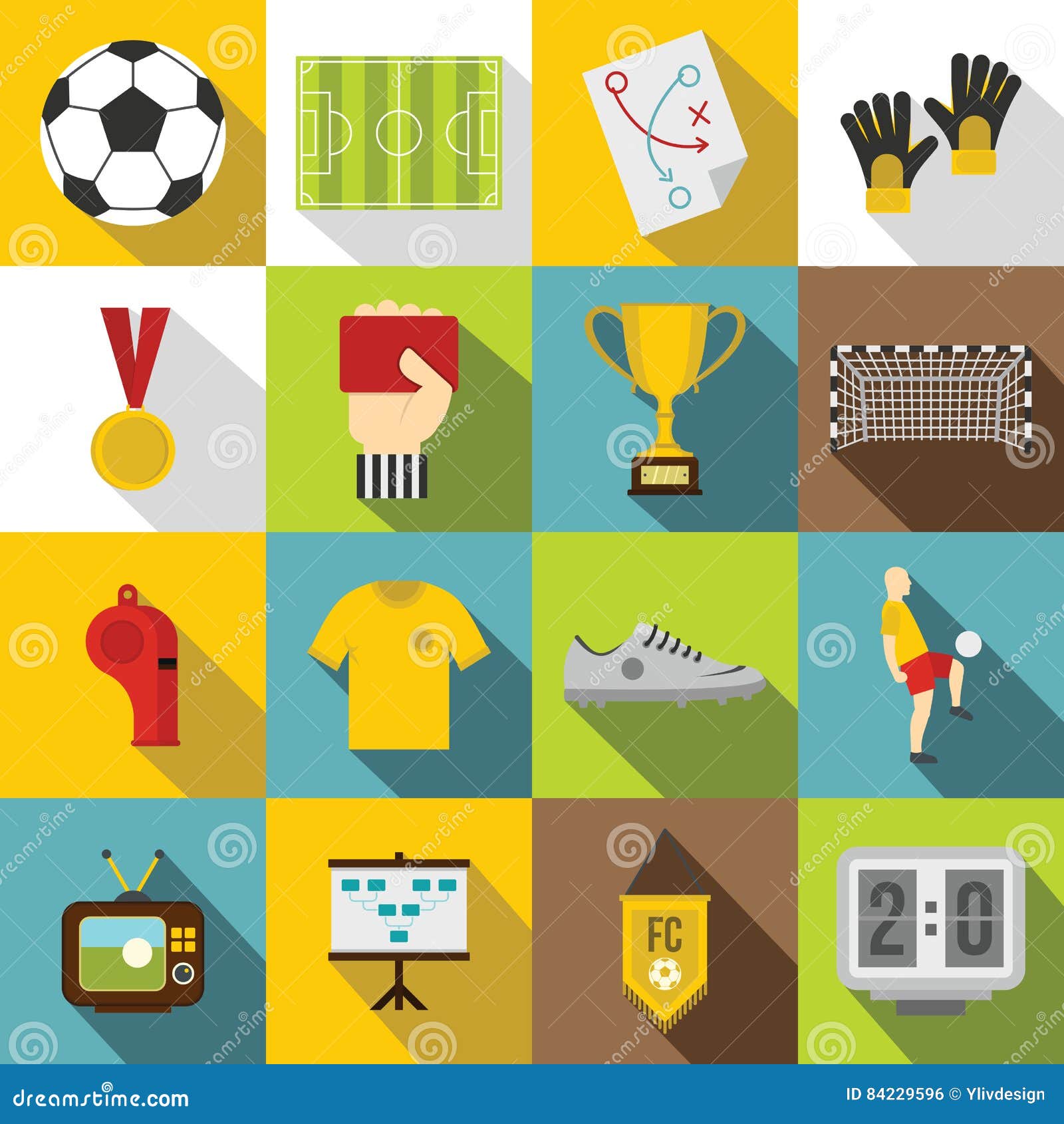 Soccer Football Icons Set, Flat Style Editorial Photo Illustration of