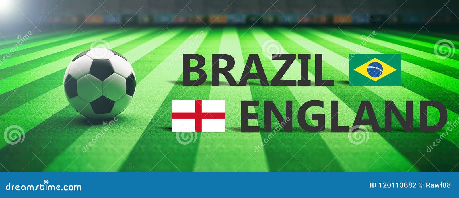 Soccer, Football Match, Brazil Vs England, 3d Illustration Stock