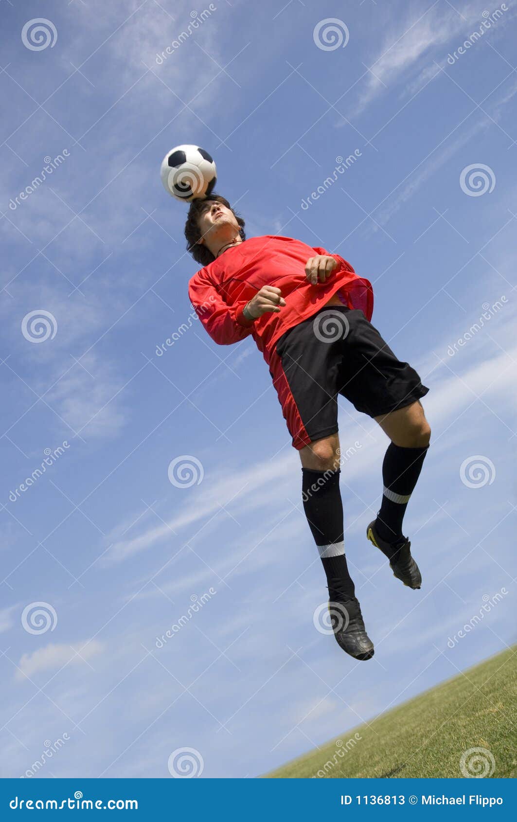 Soccer Football Player Making Header Stock Image Image of winning