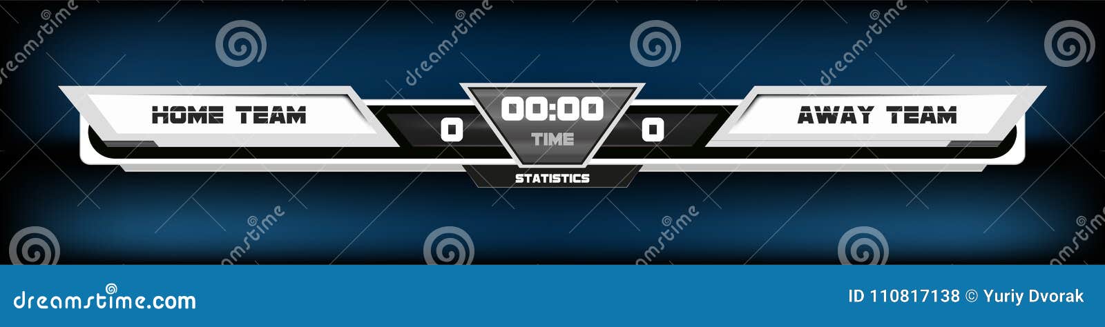 soccer football with scoreboard graphic and spotlight  . digital screen graphic template