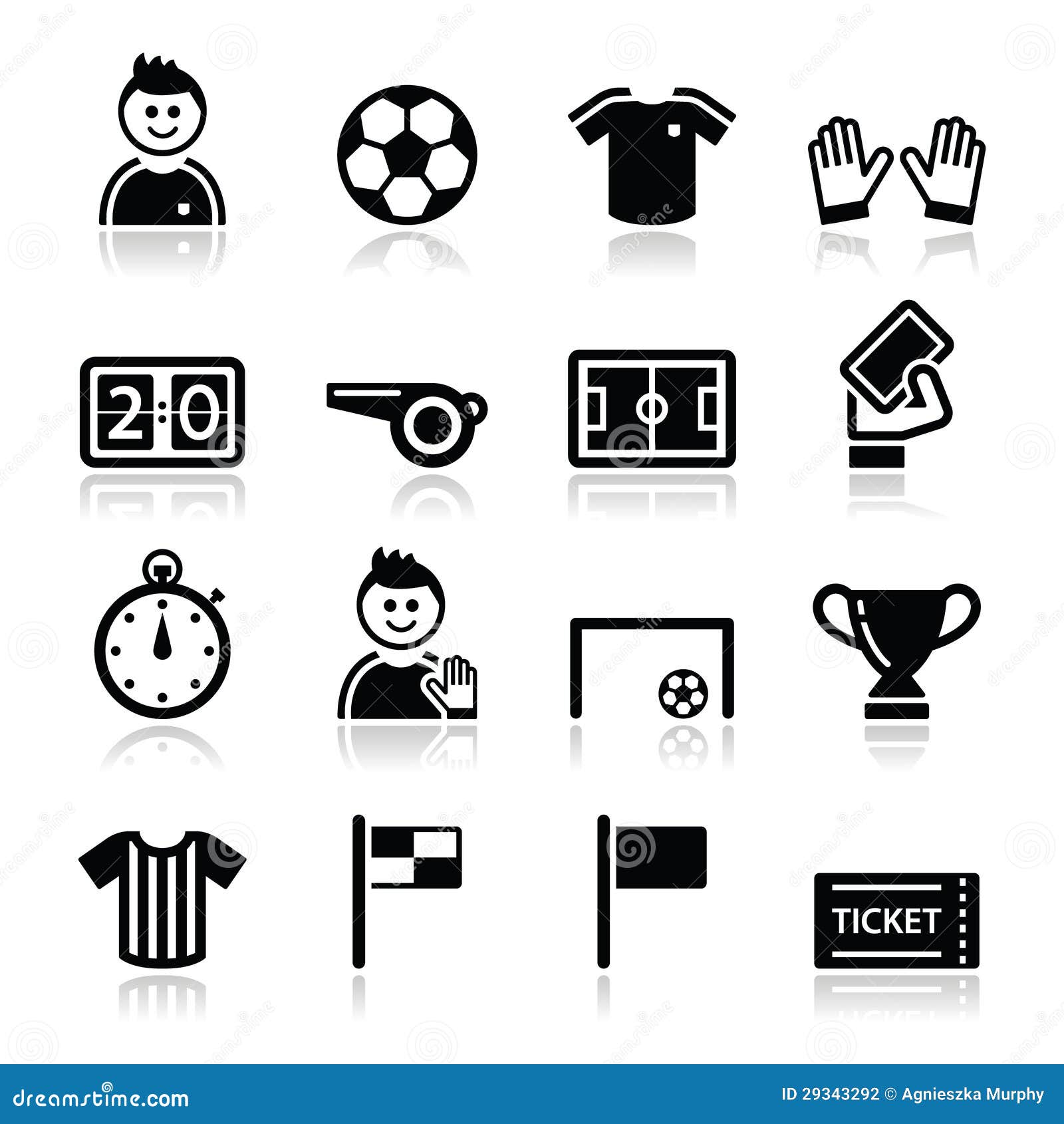 Soccer / Football Icons Set Stock Illustration Illustration of